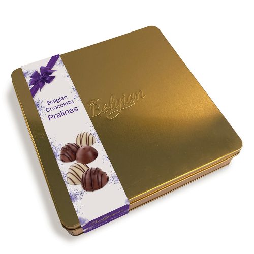 Belgian Golden Tin Praline mixed dessert in a metal box - 250g