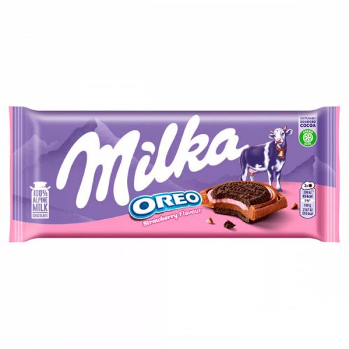 Milka strawberry oreo chocolate bar - 92g