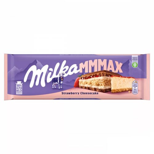 Milka large strawberry cheesecake with a plate - 300g