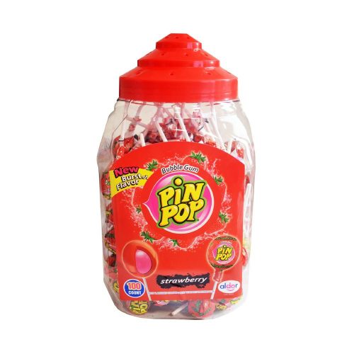 Pinpop strawberry flavored lollipop - 100x18g